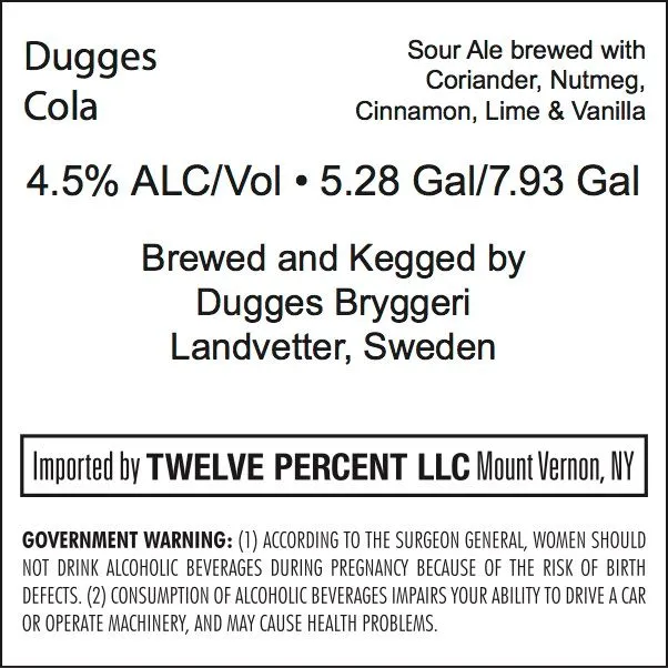 Cola — full label as filed with TTB