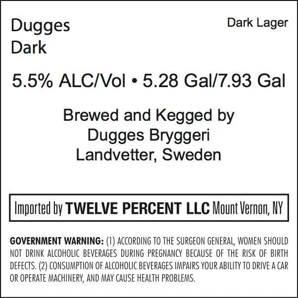 Dark — full label as filed with TTB