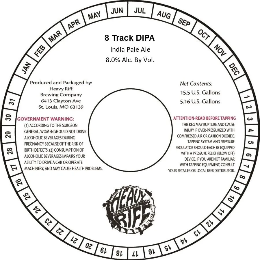 8 Track DIPA — full label as filed with TTB