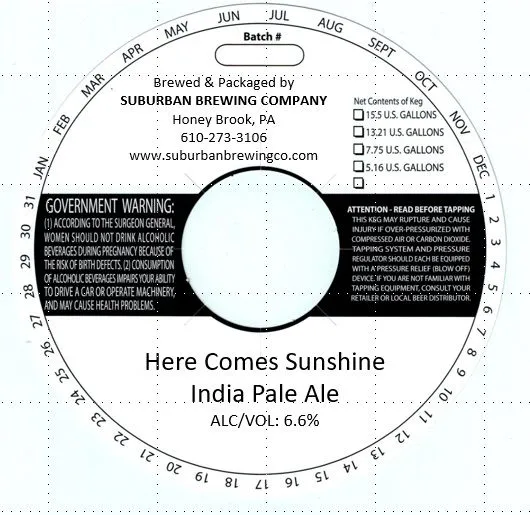 Here Comes Sunshine — full label as filed with TTB