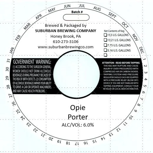 Opie Porter — full label as filed with TTB