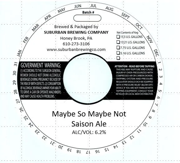 Maybe So Maybe Not Saison — full label as filed with TTB