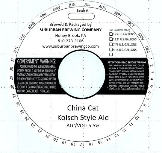 China Cat Kolsch — full label as filed with TTB
