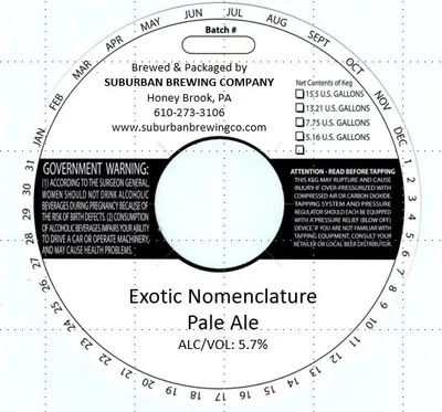 Exotic Nomenclature Pale Ale label