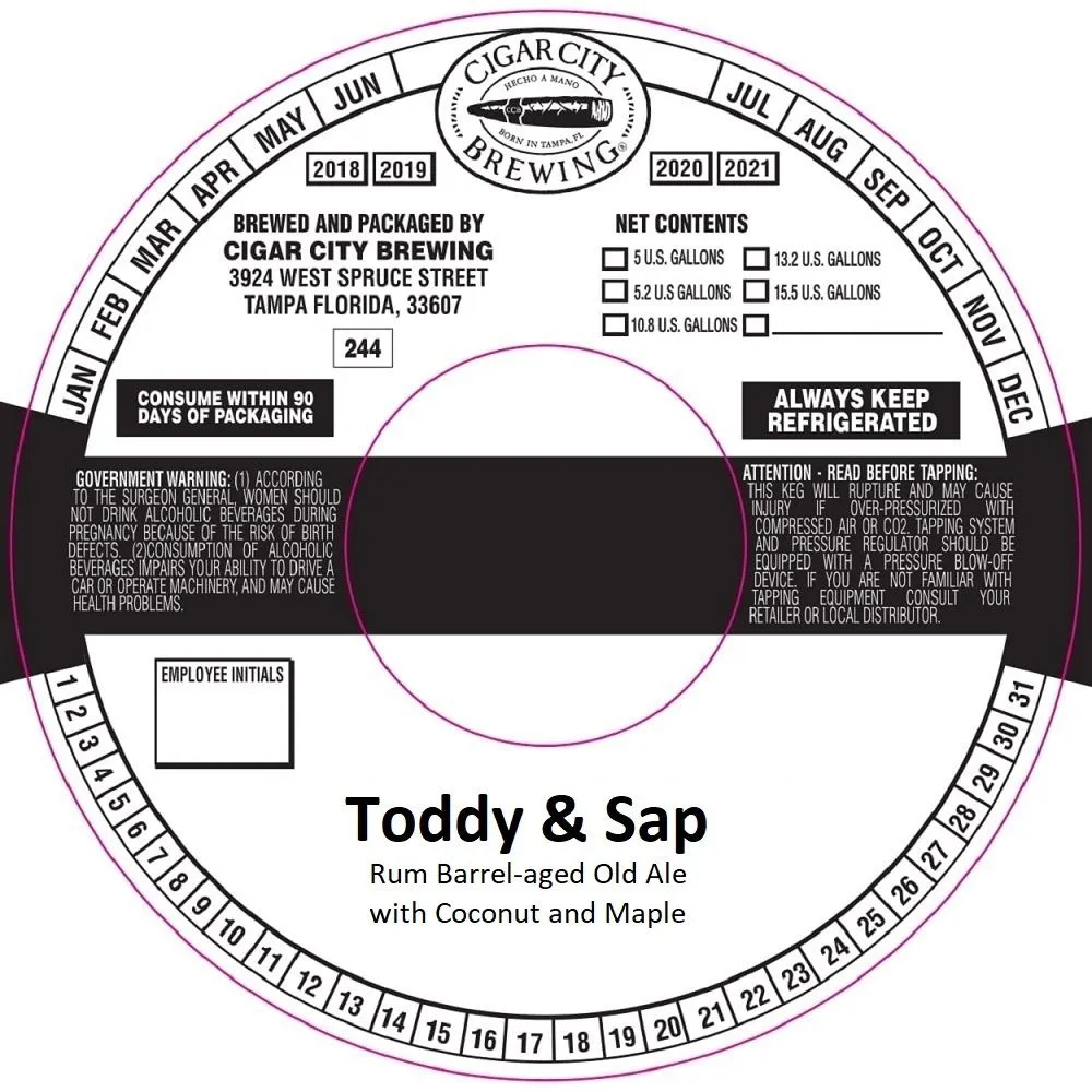 Toddy & Sap — full label as filed with TTB