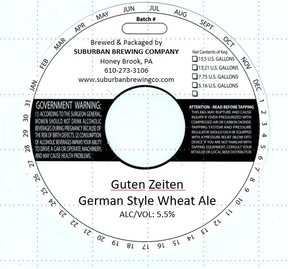 Guten Zeiten German Wheat — full label as filed with TTB
