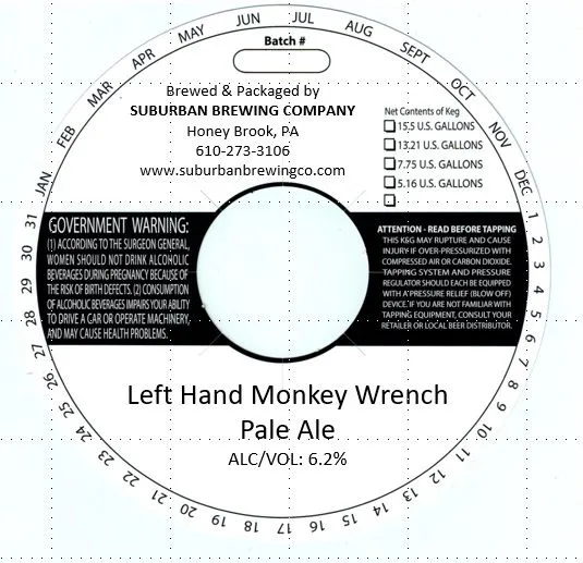 Left Hand Monkey Wrench Pale Ale — full label as filed with TTB
