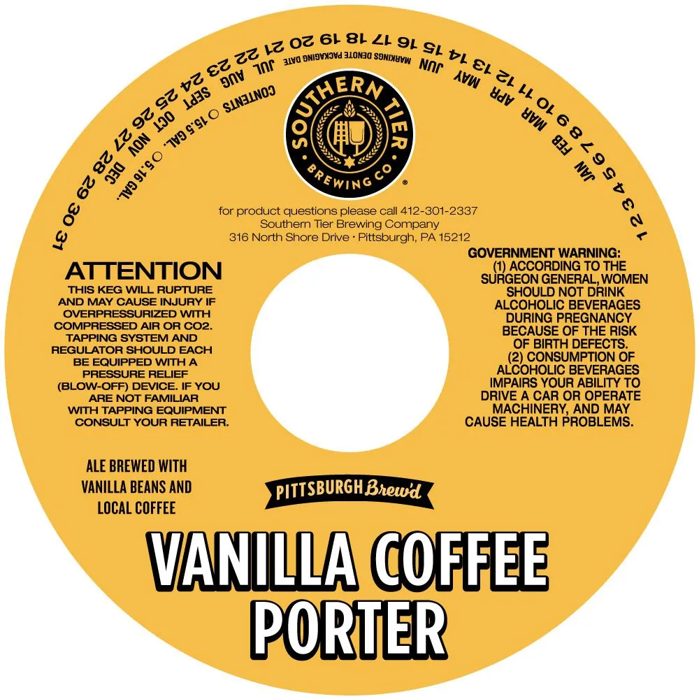 Vanilla Coffee Porter — full label as filed with TTB