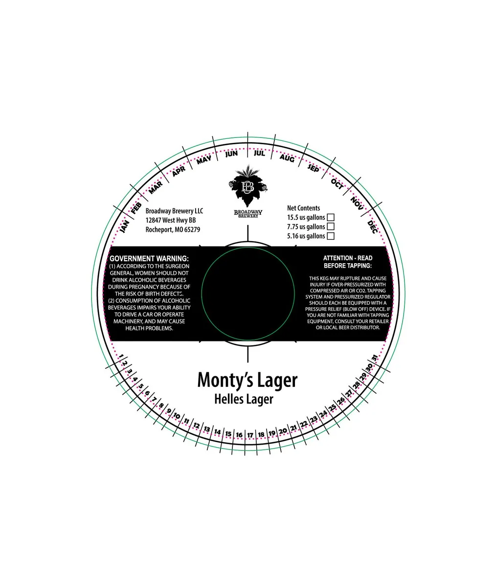 Monty's Lager — full label as filed with TTB