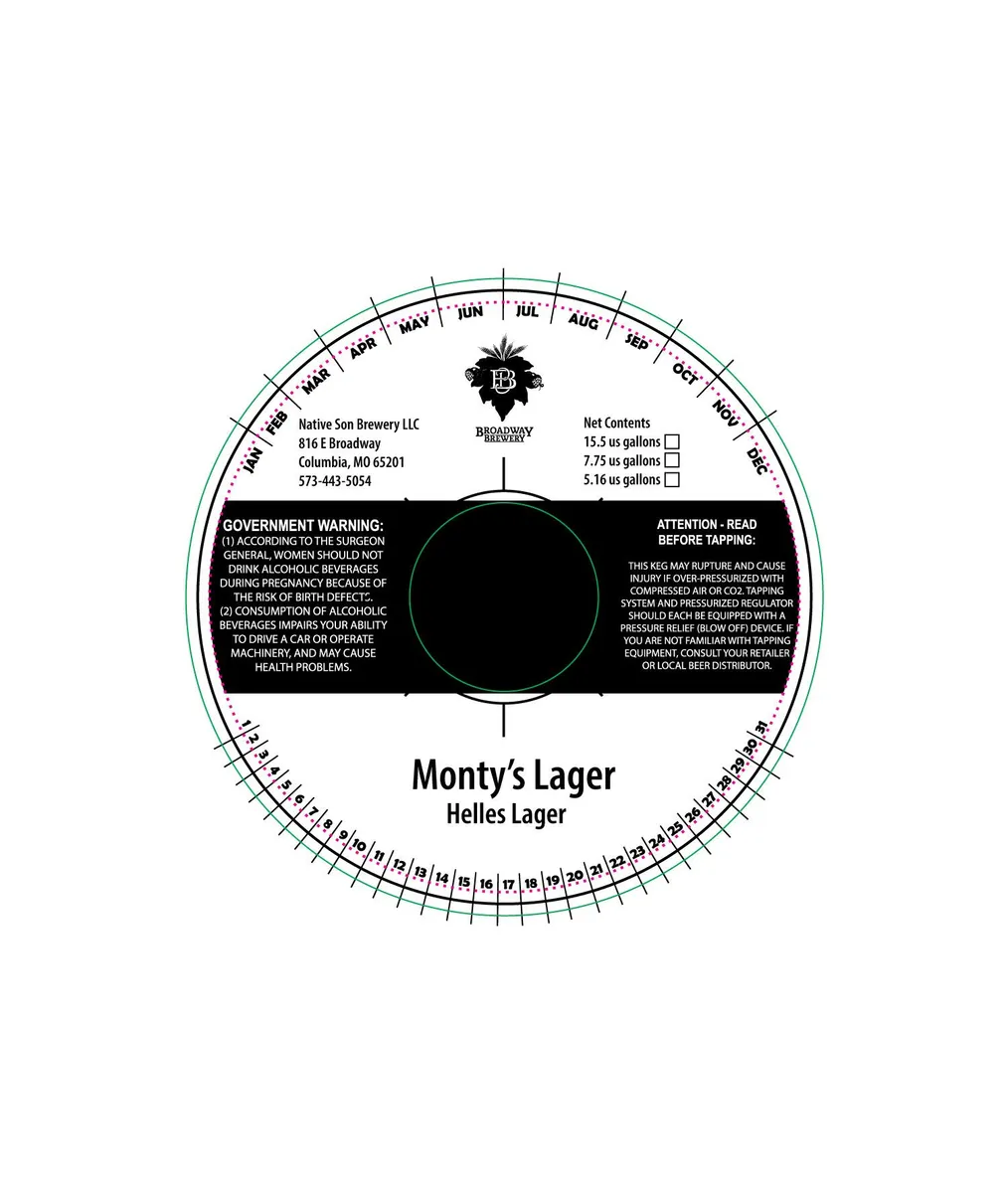 Monty's Lager — full label as filed with TTB
