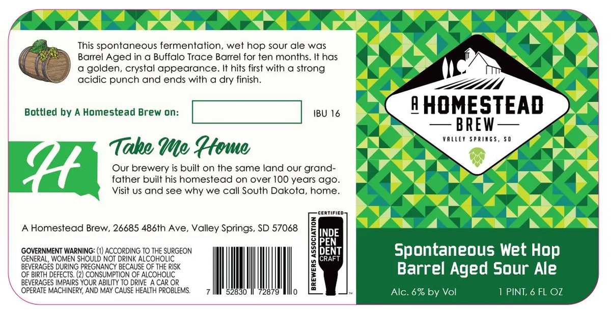Take Me Home — full label as filed with TTB
