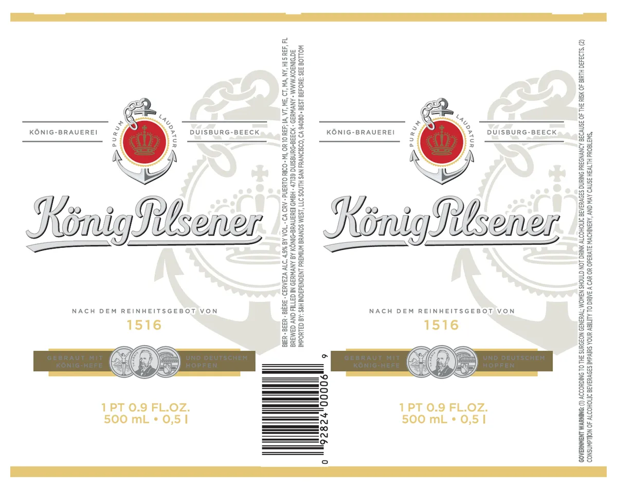 König Pilsener — full label as filed with TTB