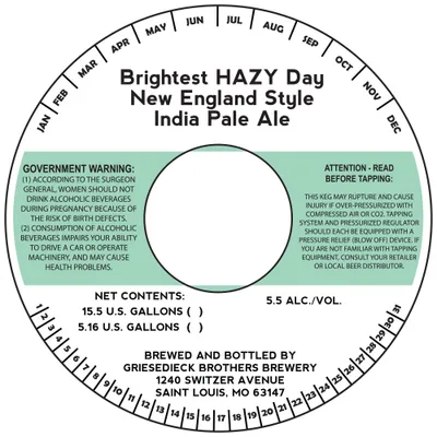 Brightest HAZY Day New England Style India Pale Ale label