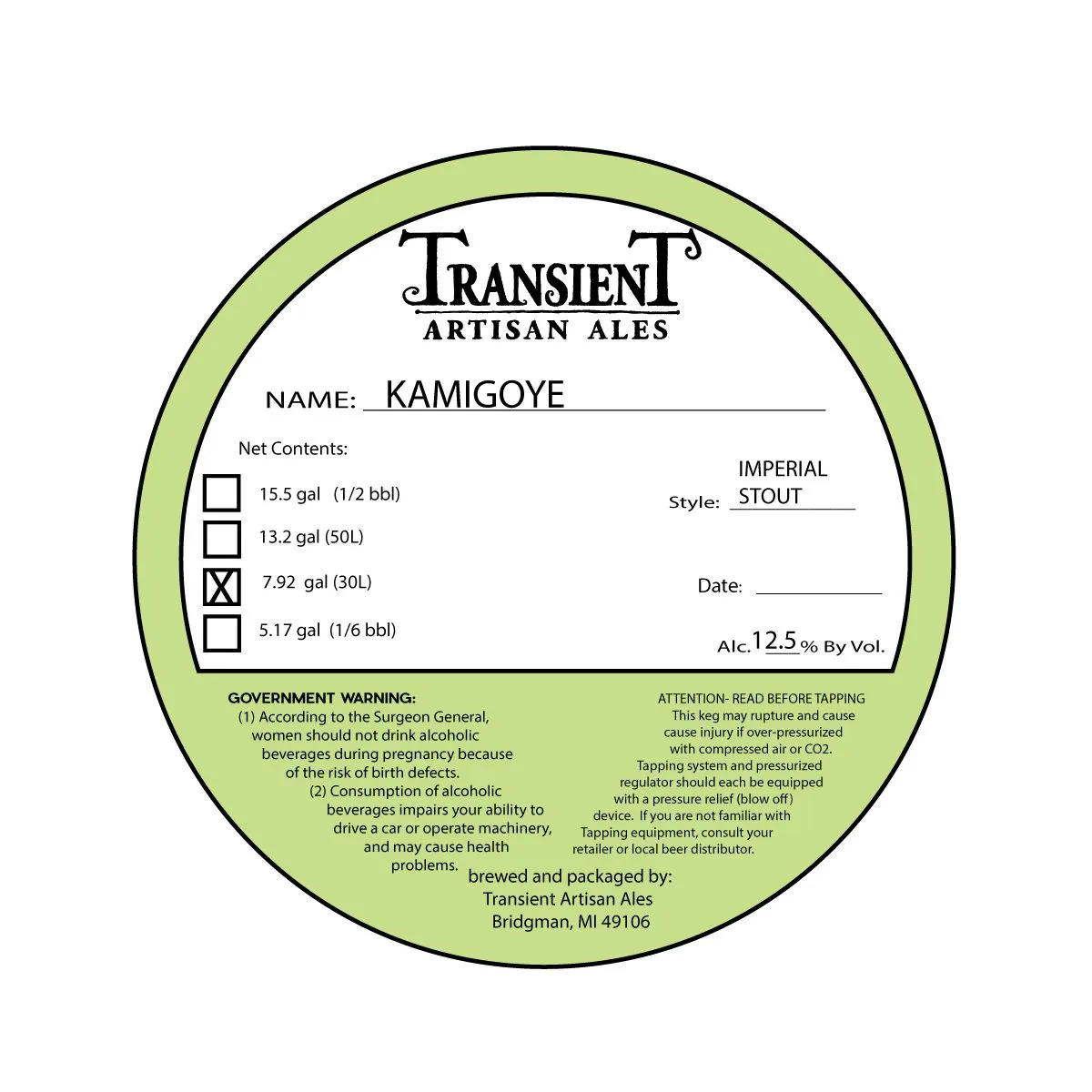 Kamigoye — full label as filed with TTB