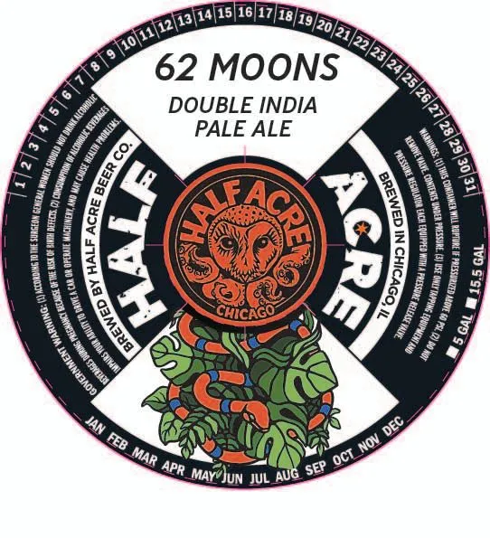 62 Moons — full label as filed with TTB