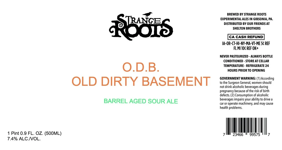 O.D.B. Old Dirty Basement — full label as filed with TTB