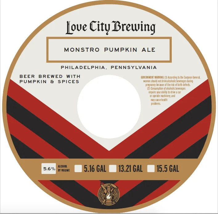 Monstro Pumpkin Ale — full label as filed with TTB