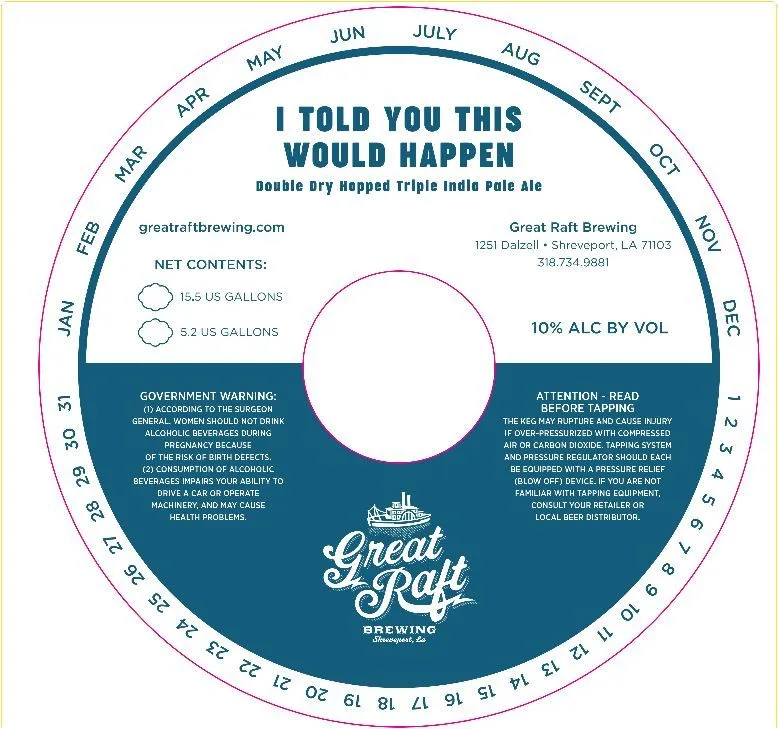 I Told You This Would Happen — full label as filed with TTB