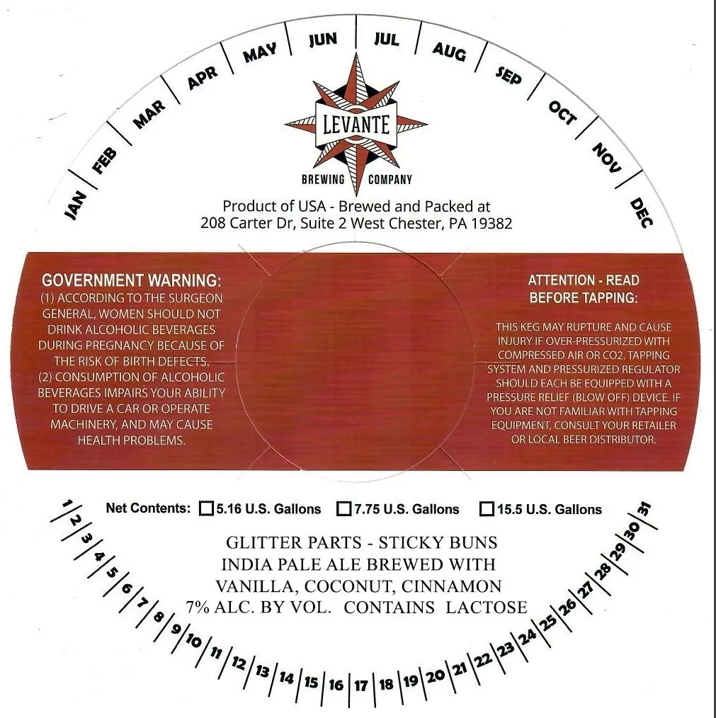 Glitter Parts - Sticky Buns — full label as filed with TTB