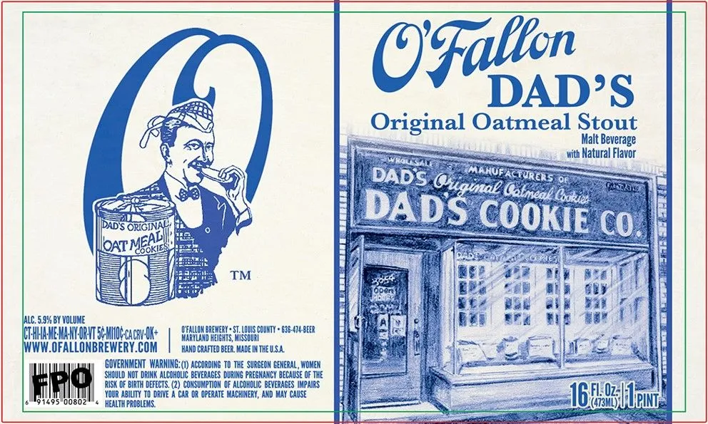 Dad's Original Oatmeal Stout — full label as filed with TTB