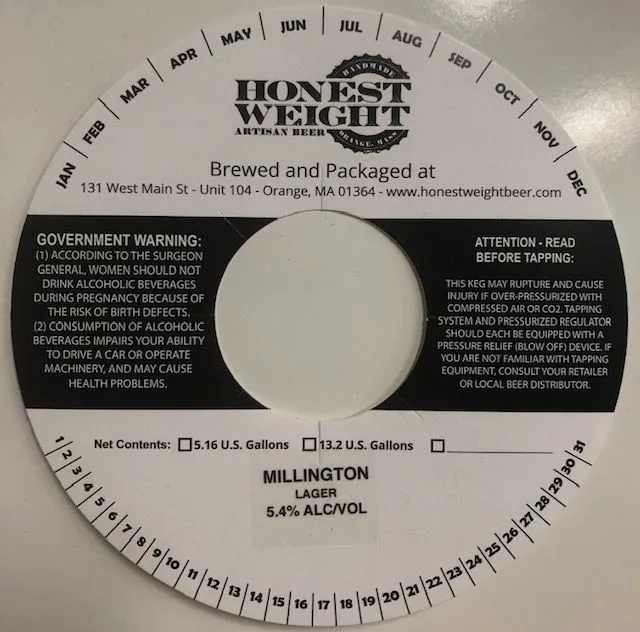 Millington Lager — full label as filed with TTB