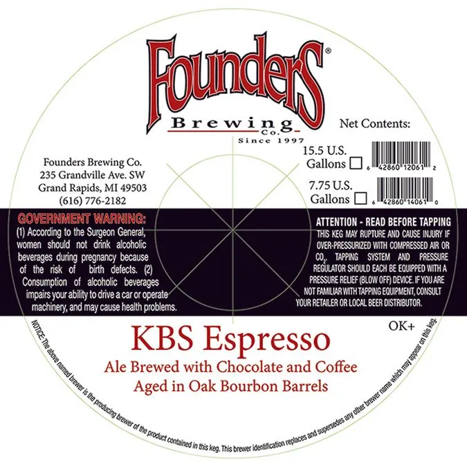 KBS Espresso — full label as filed with TTB