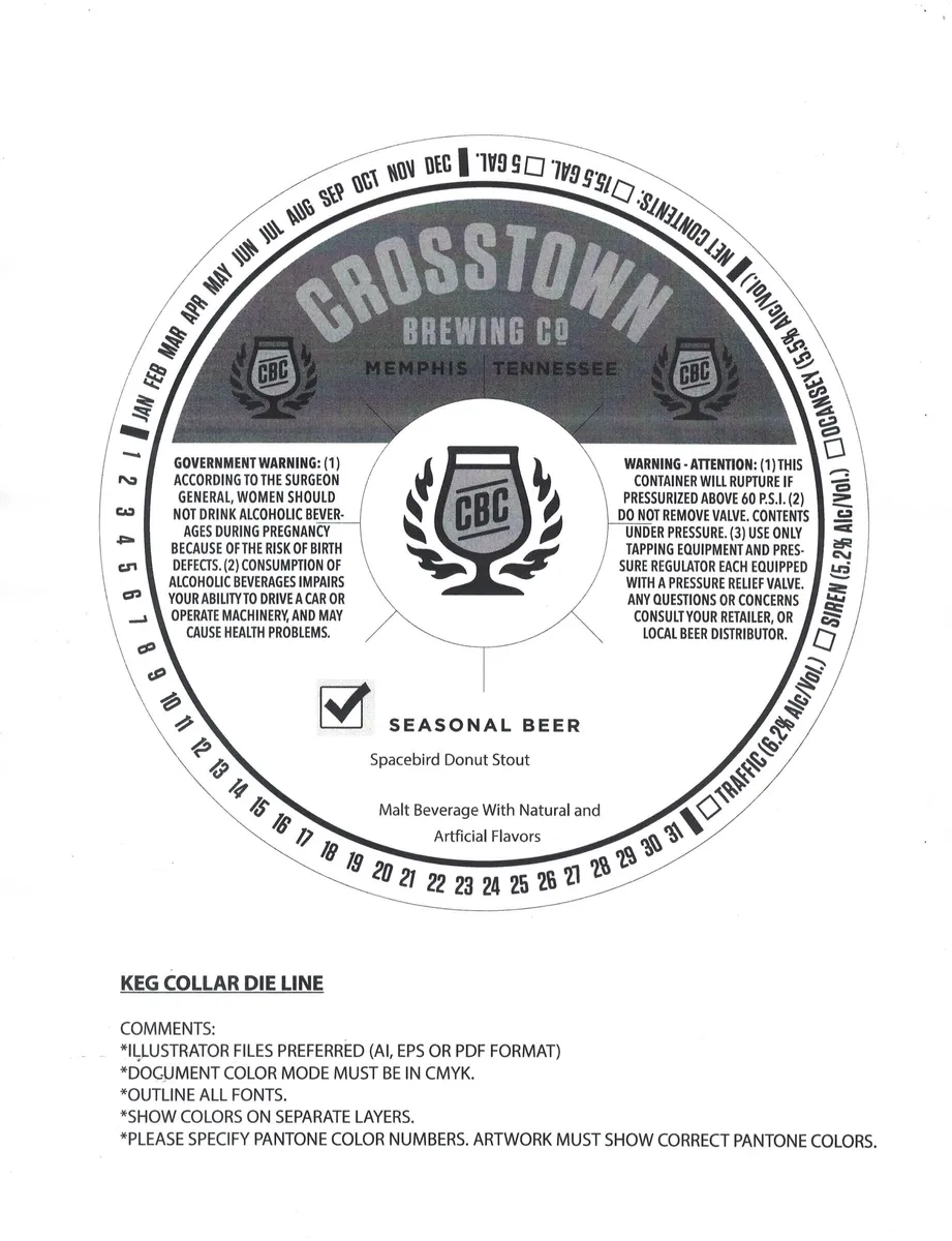 Spacebird Donut Stout — full label as filed with TTB
