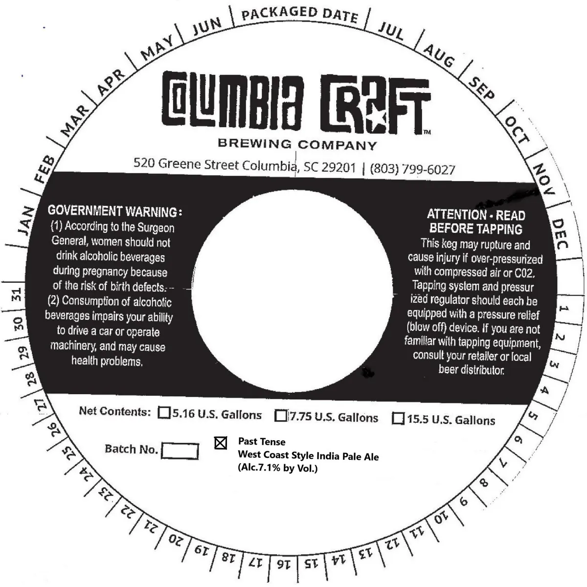 Past Tense — full label as filed with TTB