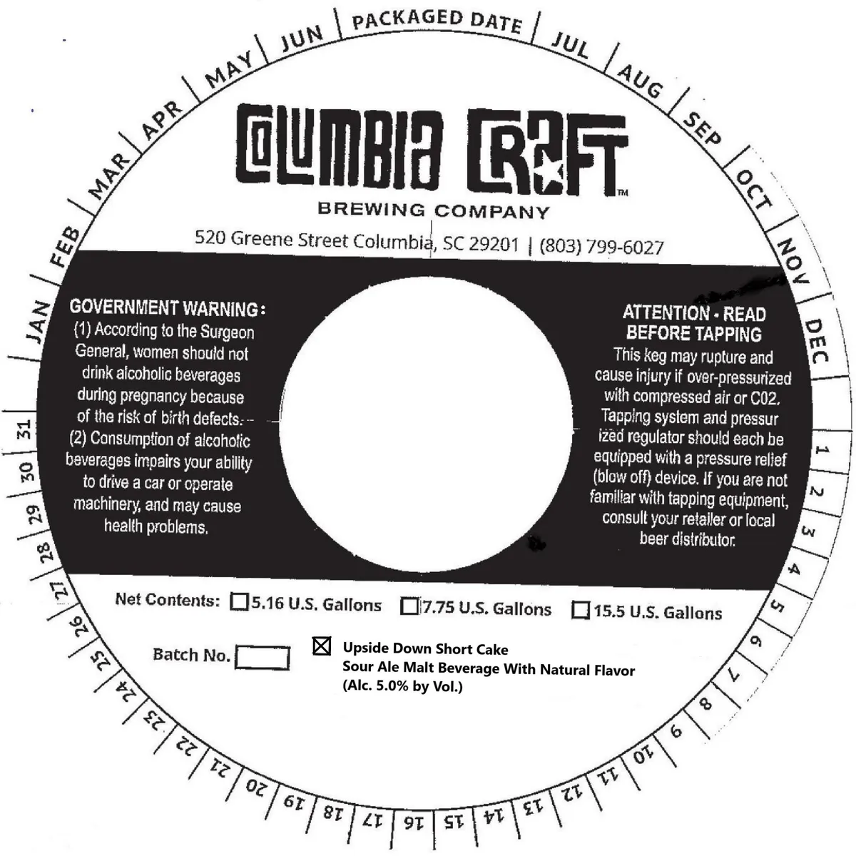 Upside Down Short Cake — full label as filed with TTB