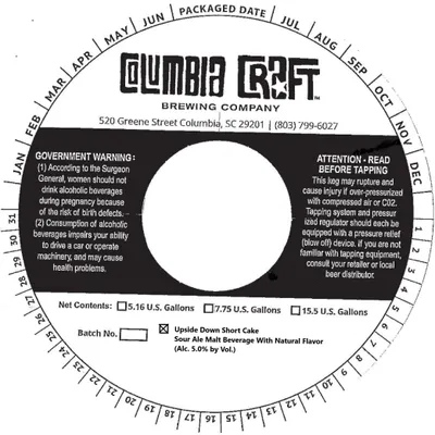 Upside Down Short Cake label