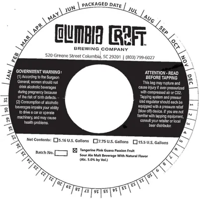 Tangerine Pink Guava Passion Fruit Sour Ale label