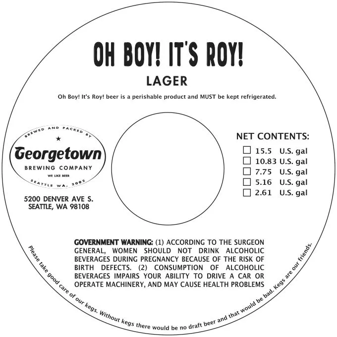 Oh Boy! It's Roy! — full label as filed with TTB