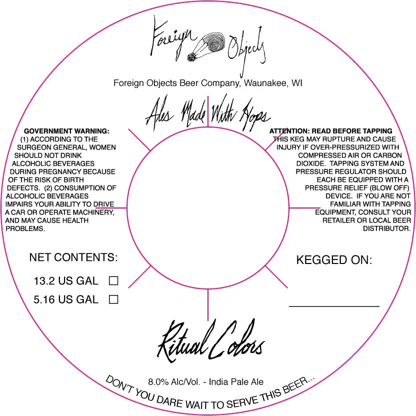 Ritual Colors — full label as filed with TTB