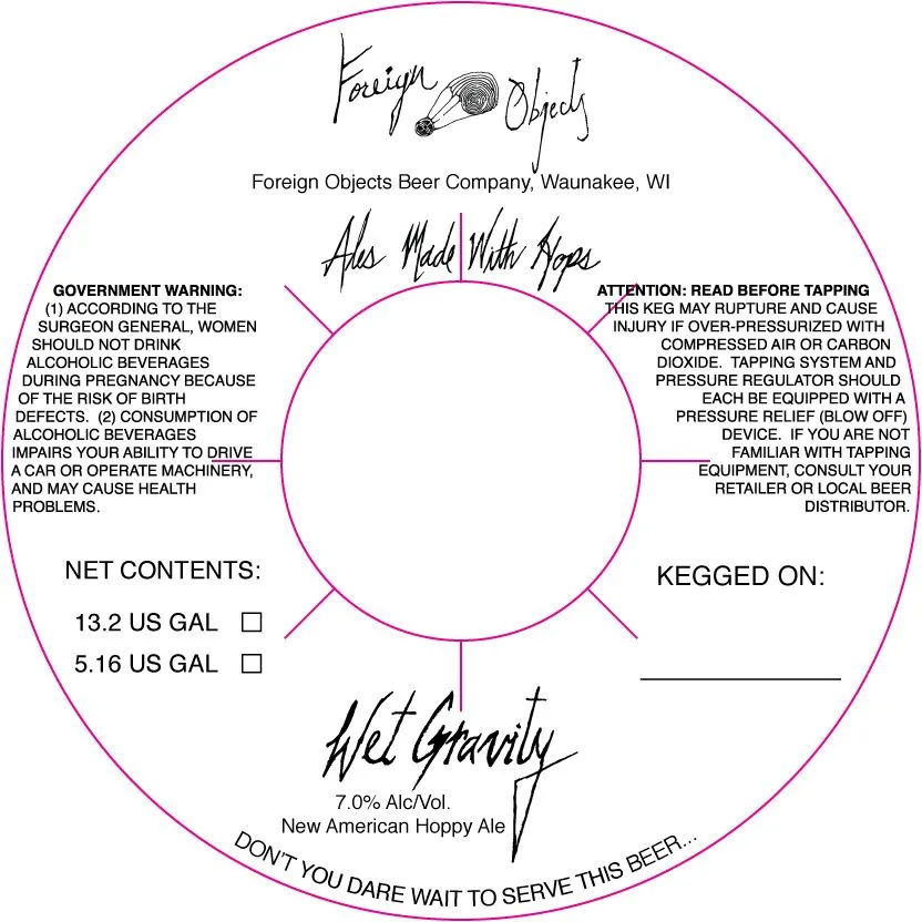 Wet Gravity — full label as filed with TTB