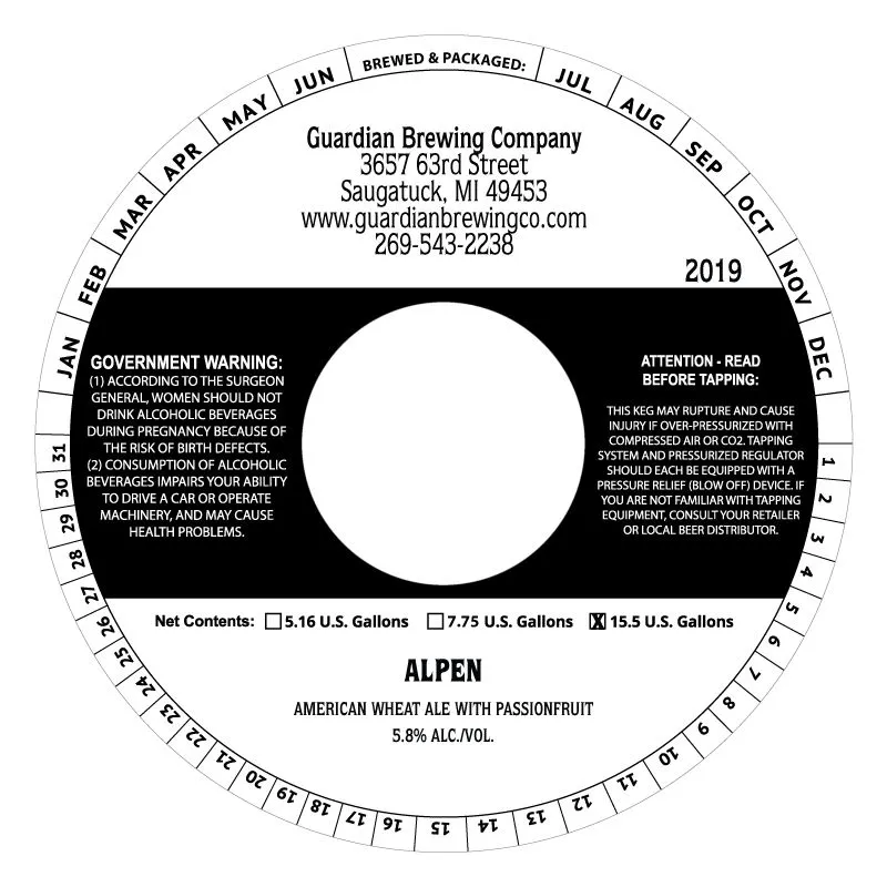 Alpen — full label as filed with TTB