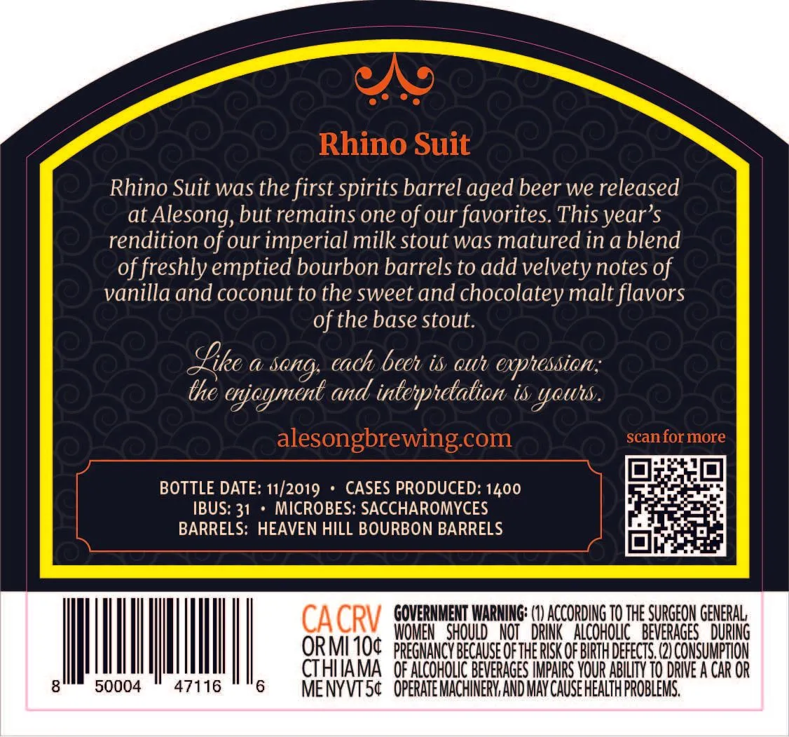 Rhino Suit label art — ALESONG BREWING & BLENDING