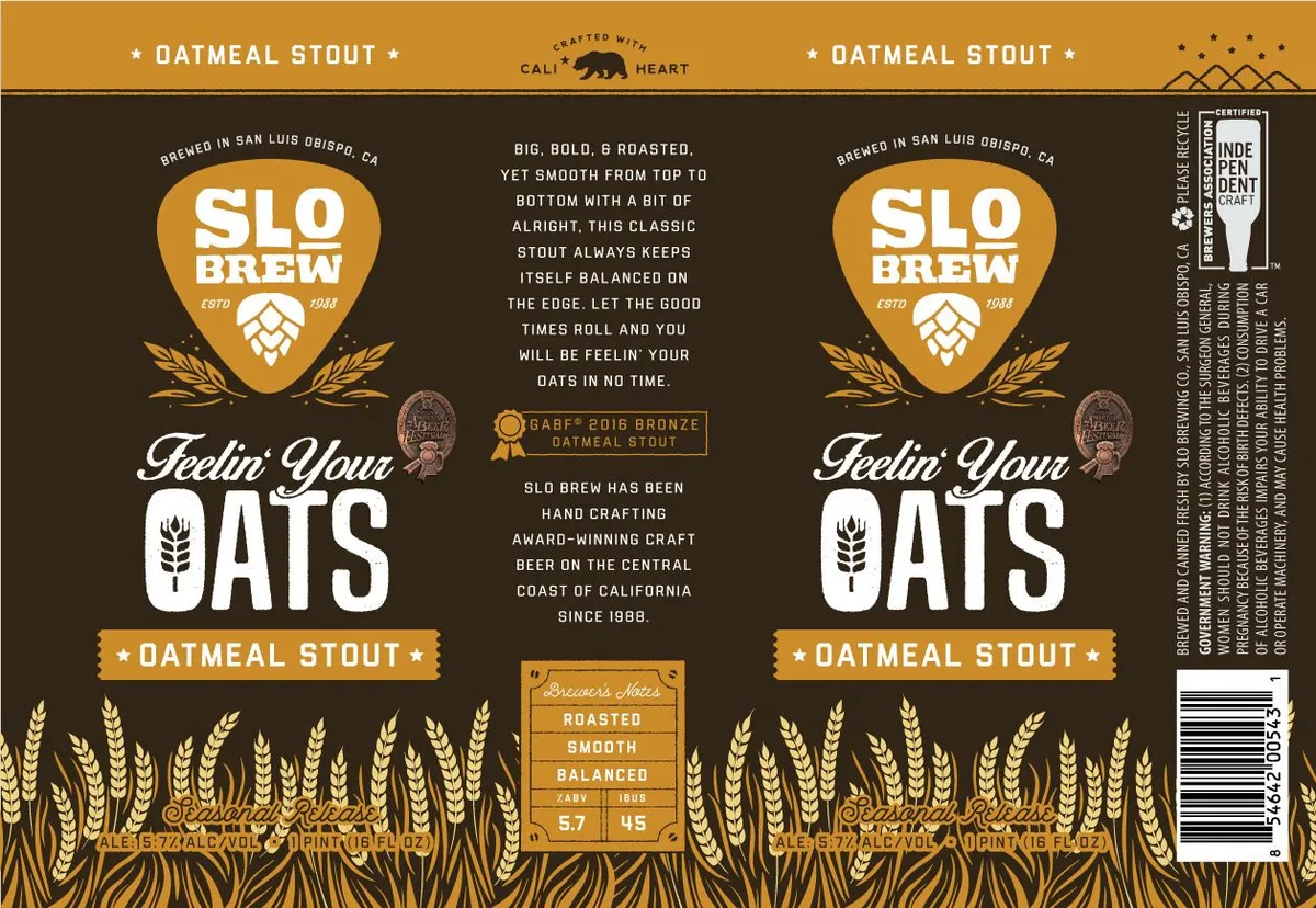 Feelin' Your Oats — full label as filed with TTB
