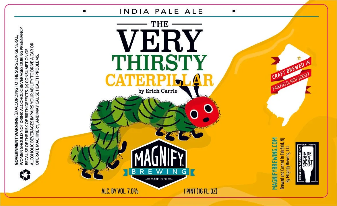 The Very Thirsty Caterpillar label