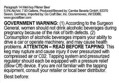 Paragraph 14 Wet-Hop Pilsner label
