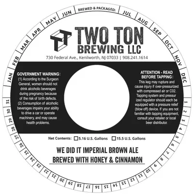 We Did It Imperial Brown Ale label