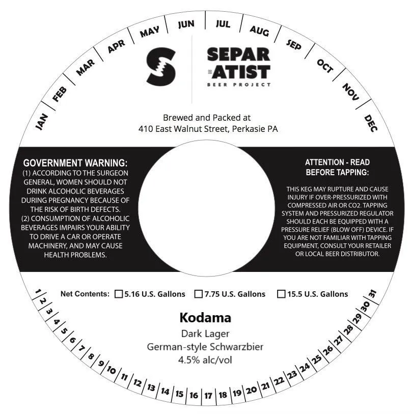 Kodama — full label as filed with TTB