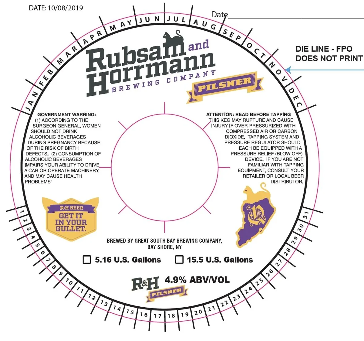 R&H Pilsner — full label as filed with TTB