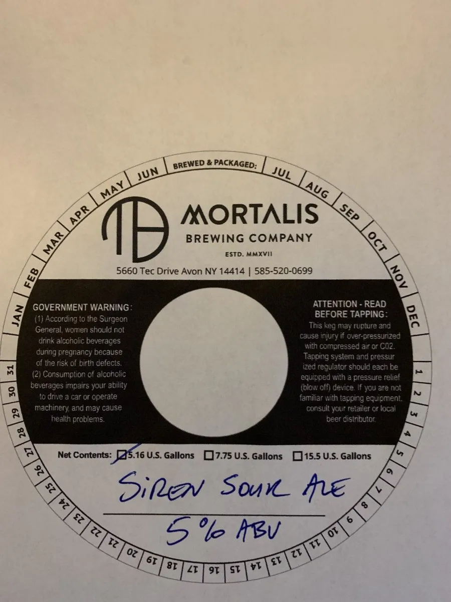 Siren Sour Ale — full label as filed with TTB