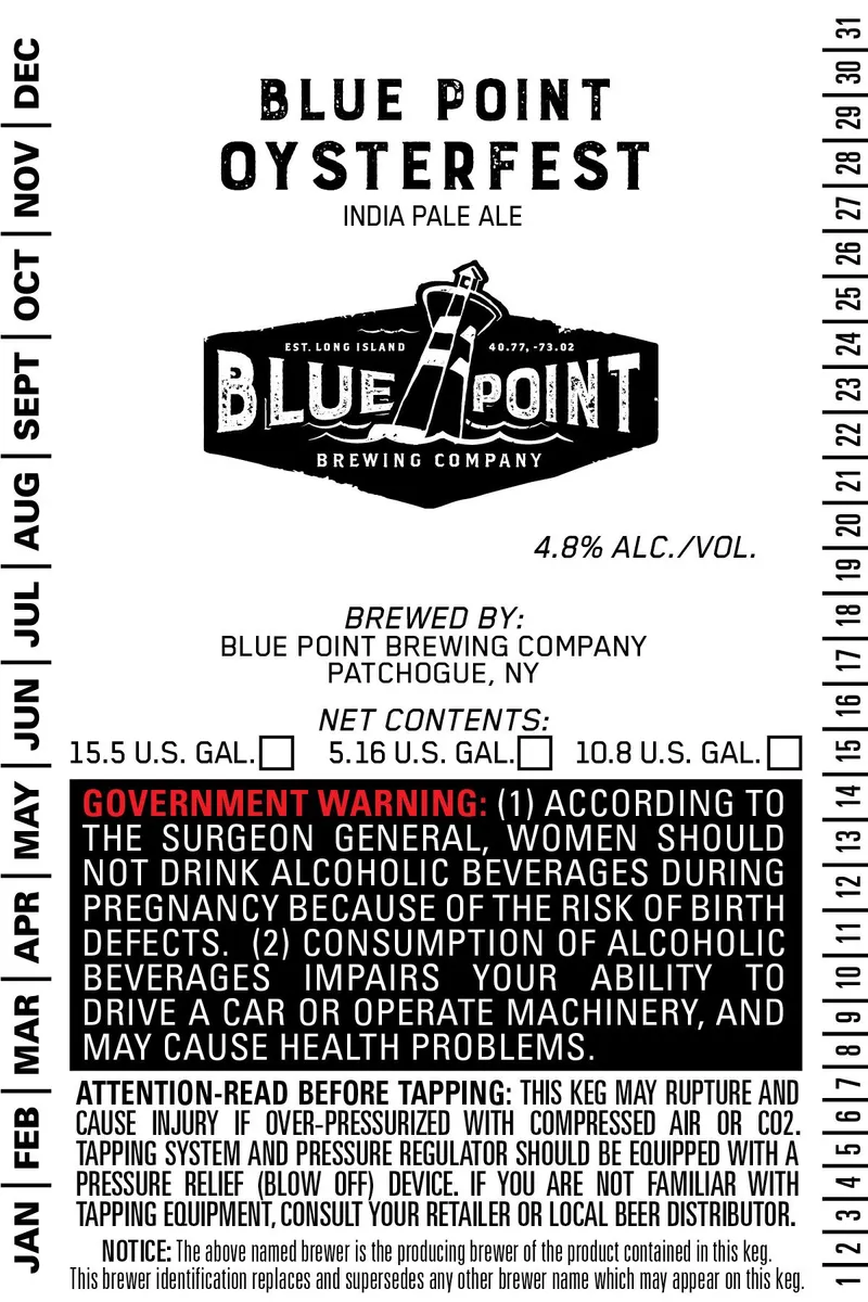 Oysterfest — full label as filed with TTB