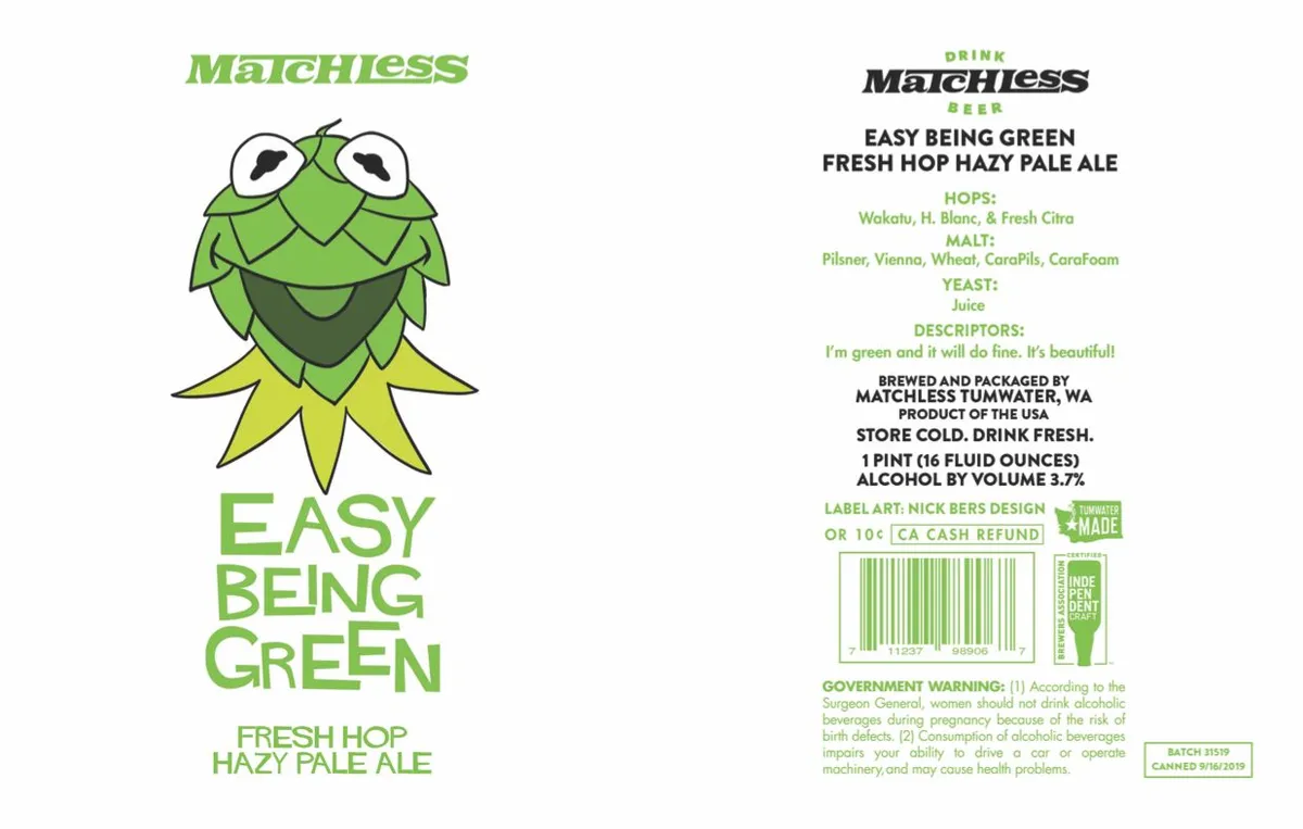 Easy Being Green — full label as filed with TTB