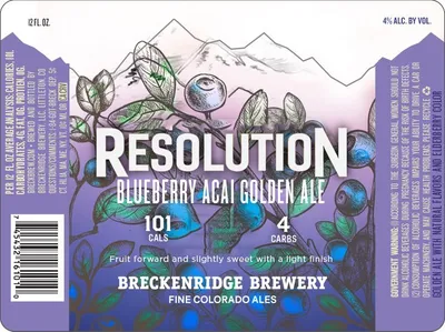 Resolution Blueberry Acai Golden Ale label