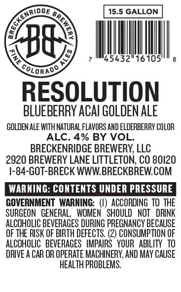 Resolution — full label as filed with TTB