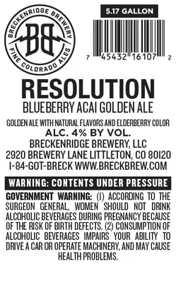 Resolution Blueberry Acai Golden Ale label