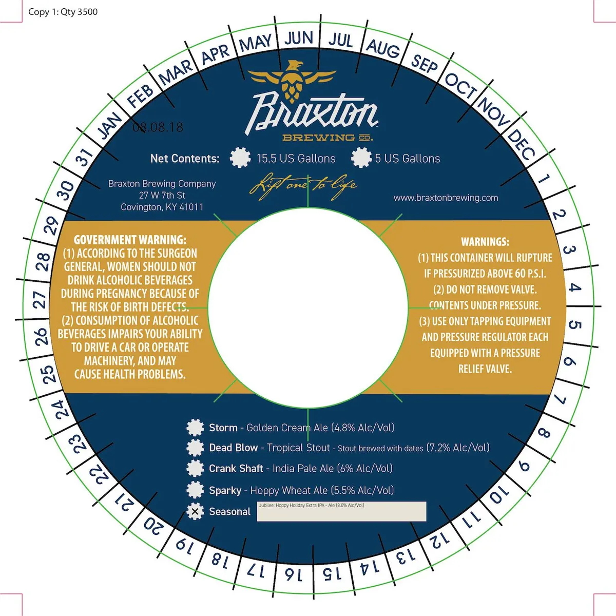 Jubilee Hoppy Holiday — full label as filed with TTB