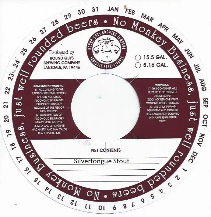 Silvertongue Stout — full label as filed with TTB